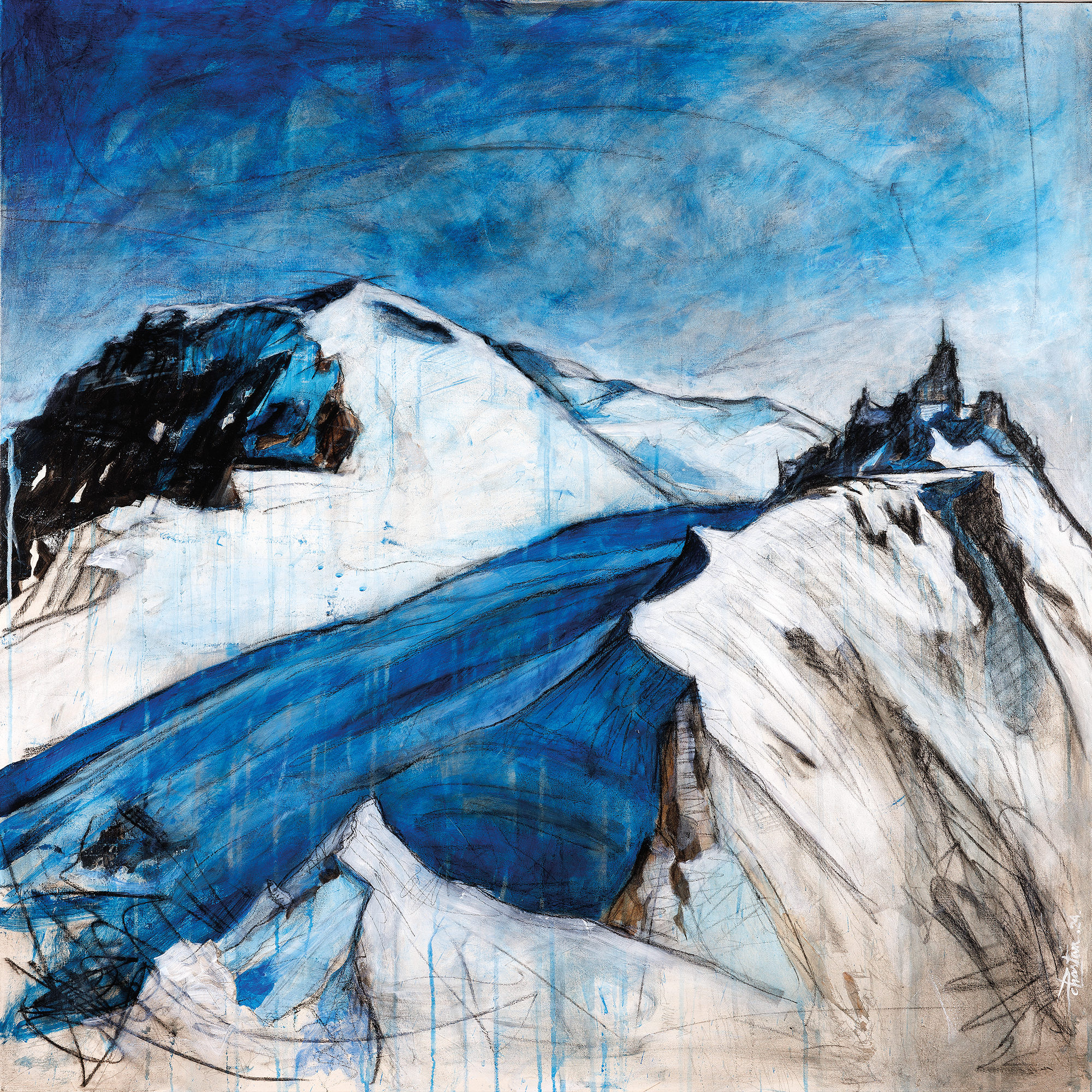 Peinture de l’Aiguille du Midi par Didier Chastan